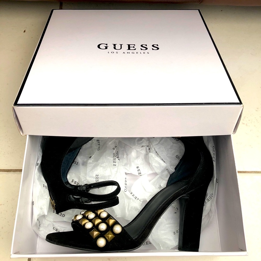 Guess Petunia2 Ankle Strap Sandals, Black Fabric